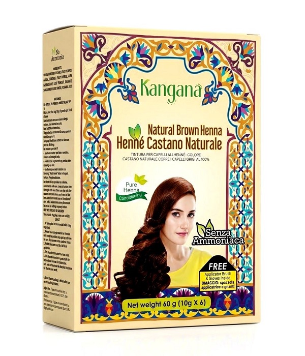 Henné Castano in polvere per capelli - Kangana 60g. (6 bustine)